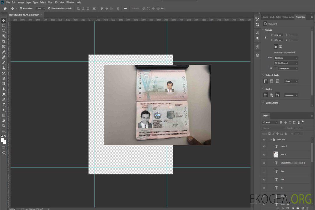 Modèle de passeport turc au format PSD, entièrement modifiable (+ aspect photo PSD modifiable) (2018 – présent) template
